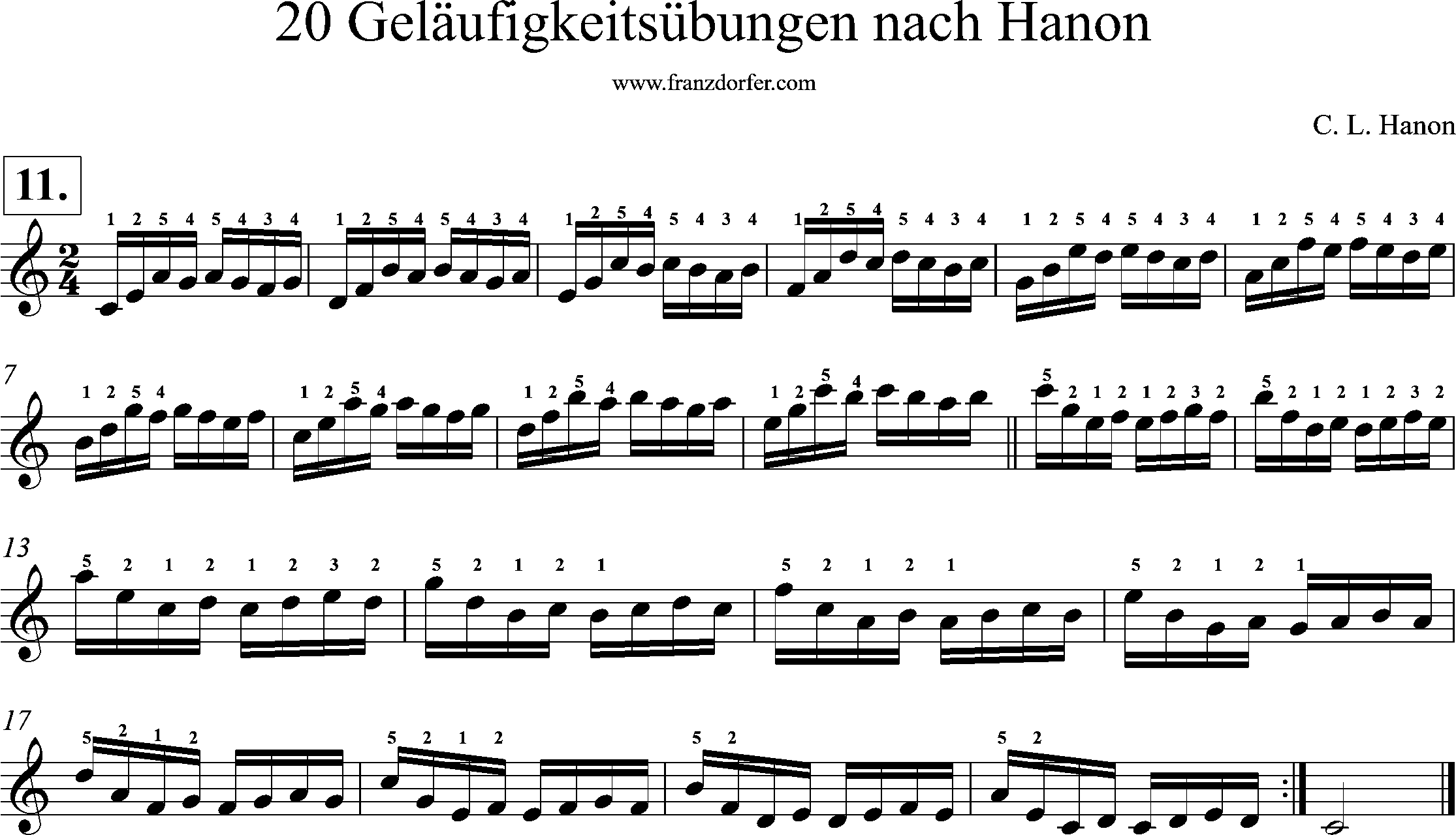 Akkordeonnoten, Hanon geläufigkeitsübungen, Nr-11